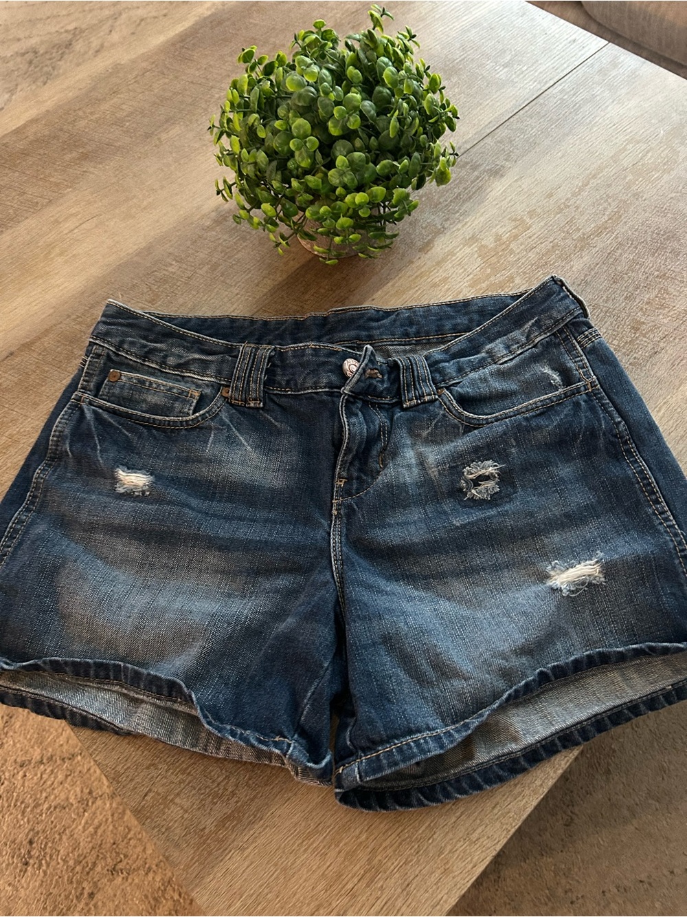 GAP Dark Blue Distressed Jean Shorts